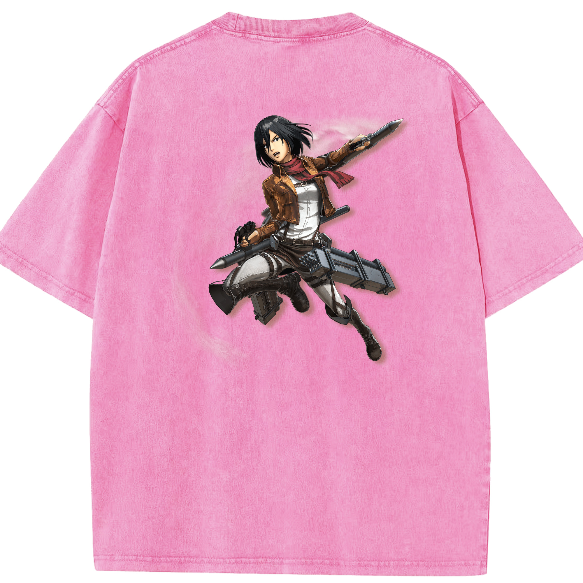 （画像用） 進撃の巨人 ミカサ·アッカーマン Attack on Titan Mikasa Ackerman 綿100% ヴィンテージ風 半袖Tシャツ（背面プリント）